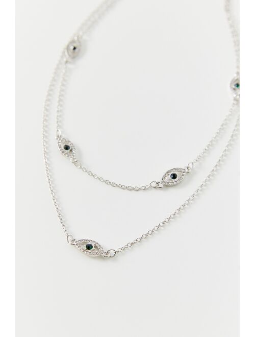 Urban outfitters Rhinestone Evil Eye Layer Necklace