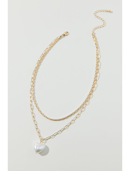 Urban outfitters Pearl Heart Layer Necklace