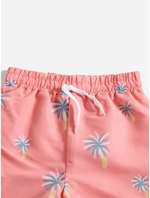 Shein Boys Palm Tree Print Swim Shorts