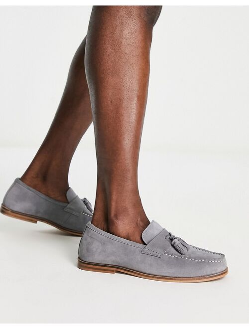 Schuh rich tassel loafers in gray suede