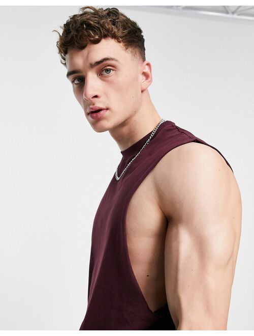 ASOS DESIGN relaxed fit tank top in burgundy