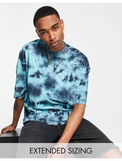 oversized T-shirt in blue & black tie dye