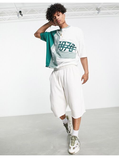 ASOS DESIGN oversized t-shirt in green color block with print