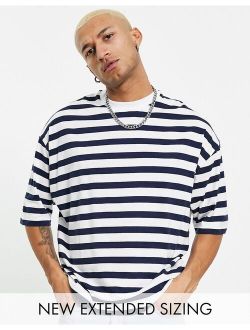 oversized stripe T-shirt in navy and white