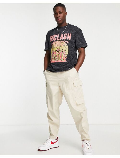 Topman oversized fit t-shirt with The Clash print in washed black