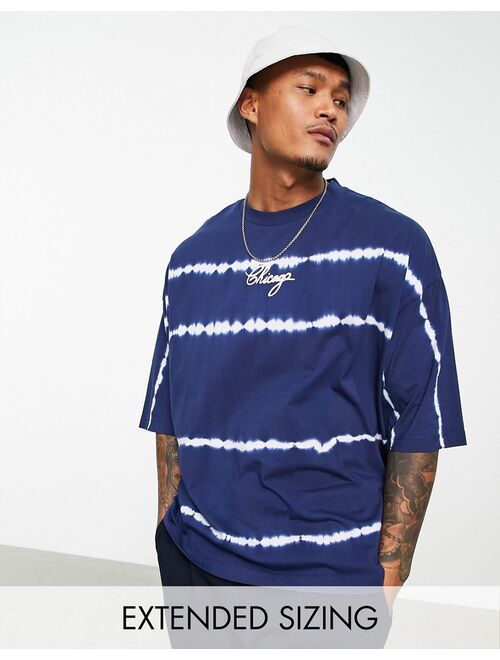 ASOS DESIGN oversized t-shirt in tie dye blue with Chicago city print