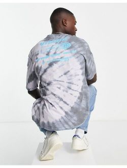 Originals oversized t-shirt with visions back print in gray tie dye