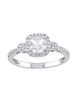 Stella Grace 10K White Gold Lab-Created White Sapphire & 1/6 Carat T.W. Diamond Ring