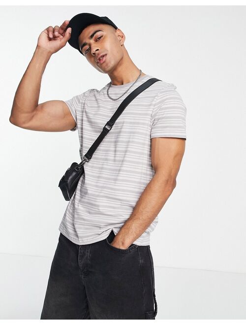 New Look Stripe T-Shirt In Gray