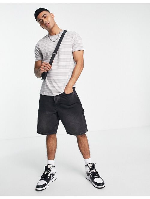 New Look Stripe T-Shirt In Gray