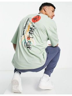 oversized T-shirt in light green with souvenir back print