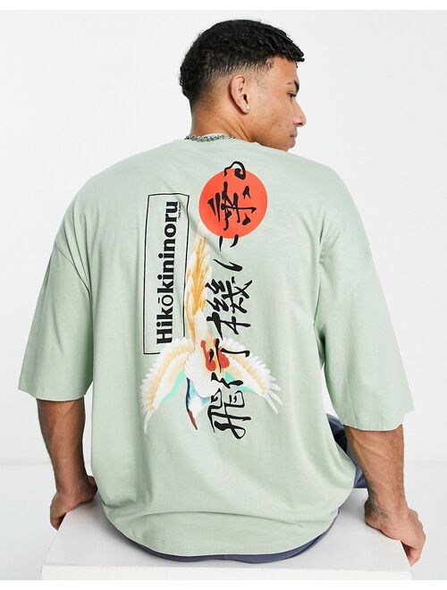 ASOS DESIGN oversized T-shirt in light green with souvenir back print