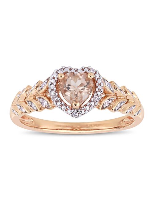 Stella Grace 10k Rose Gold Morganite & Diamond Accent Heart Ring