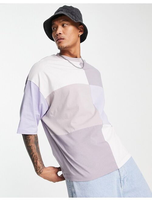 ASOS DESIGN oversized T-shirt in purple color block