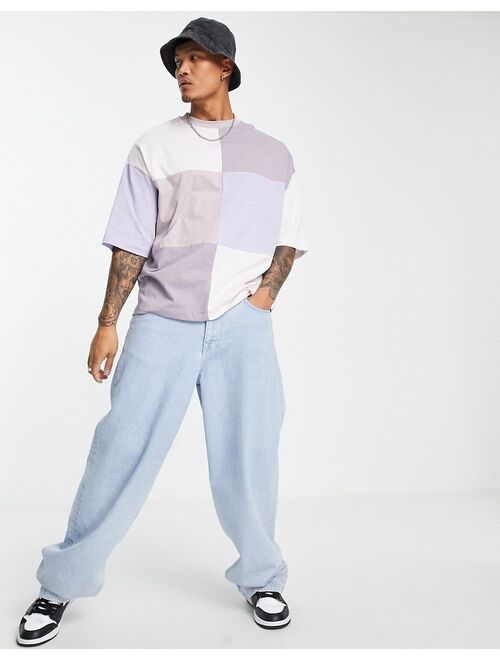 ASOS DESIGN oversized T-shirt in purple color block