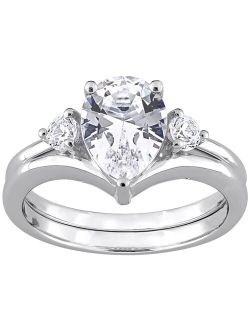 Stella Grace 10k White Gold Lab-Created White Sapphire Engagement Ring Set