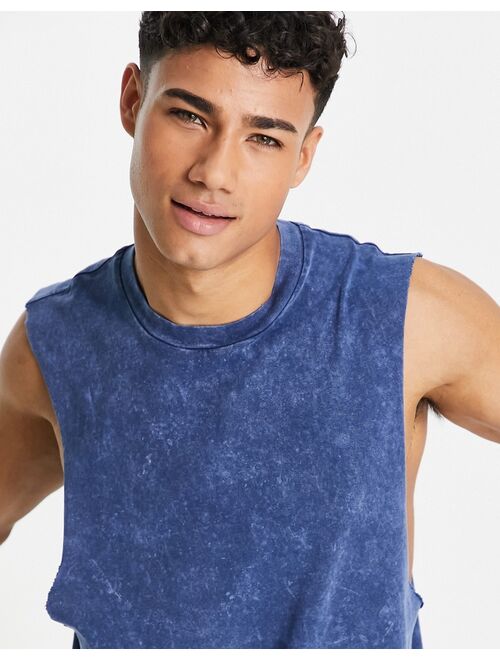 ASOS DESIGN heavyweight relaxed tank top in blue acid wash