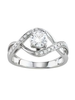 Charles & Colvard 14k White Gold 1 Carat T.W. Lab-Created Moissanite Twisted Shank Engagement Ring