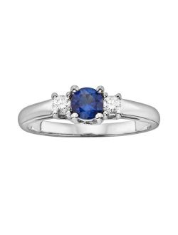 The Regal Collection 14k White Gold Genuine Sapphire & 1/6-ct. T.W. IGL Certified Diamond 3-Stone Ring