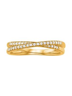 14k Gold 1/5 Carat T.W. Diamond Crossover Anniversary Ring