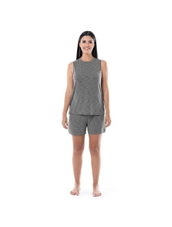 Women's Breathable Tank Top and Short 2 Piece Sleep Set