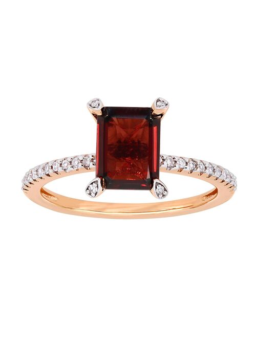 Stella Grace 10k Rose Gold Garnet & 1/10 Carat T.W. Diamond Engagement Ring