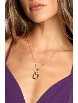 Linked By Love Gold Rhinestone Pendant Necklace