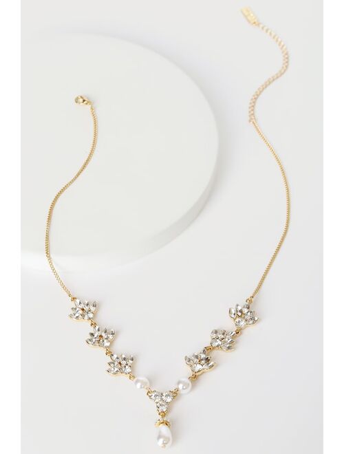 Lulus Inclined to Shine 14KT Gold Pearl Choker Necklace