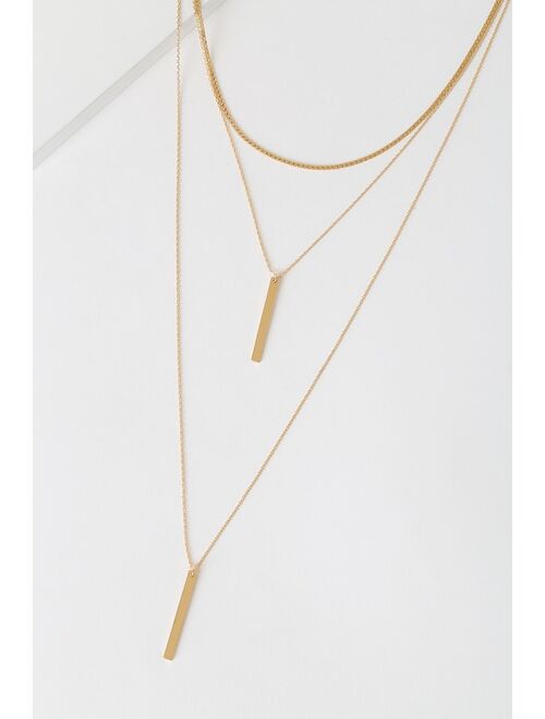 Lulus Sleek Peek Gold Layered Choker Necklace