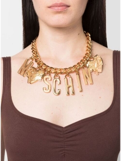 logo belt charm choker necklace