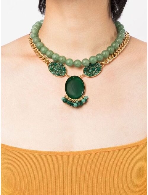 Melissa Kandiyoti stone pendant layered necklace