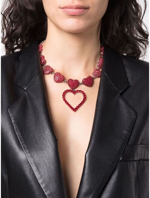 Moschino crystal heart-embellished necklace
