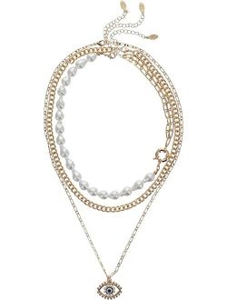 8 Other Reasons Eye & Pearl Layered Necklace