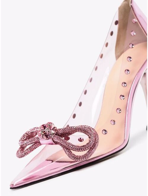 MACH & MACH 100mm Double Bow crystal-embellished pumps