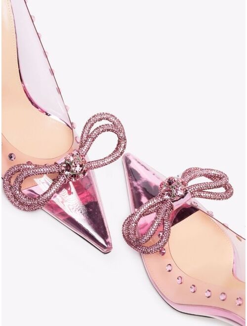 MACH & MACH 100mm Double Bow crystal-embellished pumps