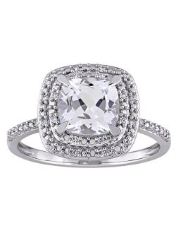 Stella Grace 10k White Gold Lab-Created White Sapphire & 1/10 carat T.W Halo Engagement Ring