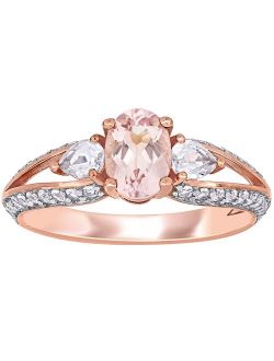 Stella Grace 10k Rose Gold Morganite & White Topaz Split Shank Engagement Ring