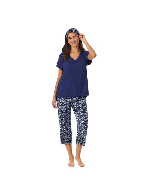 Women's Cuddl Duds® 3-Piece Pajama Top, Pajama Capri Pants & Headband Sleep Set