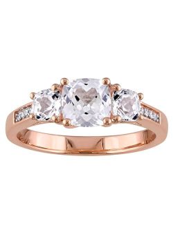 Stella Grace 10k Rose Gold Lab-Created White Sapphire & Diamond Accent 3-Stone Ring