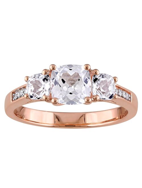 Stella Grace 10k Rose Gold Lab-Created White Sapphire & Diamond Accent 3-Stone Ring
