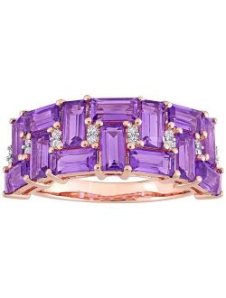 Stella Grace 10k Rose Gold Amethyst & 1/10 Carat T.W. Diamond Geometric Ring