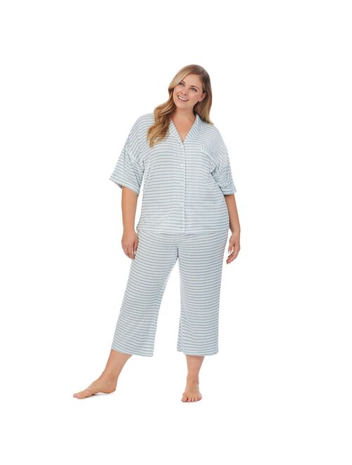 Plus Size Cuddl Duds® Cozy Short Sleeve Pajama Shirt & Cropped Pajama Pants Sleep Set