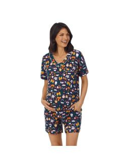 Maternity Cuddl Duds Cozy Short-Sleeve Top & Bermuda Pajama Set