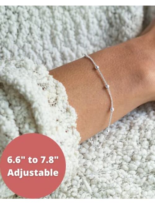 Subalian Infinity Sterling Silver Bracelet for Women - Italian Made with Gift Box | 7 Inch Adjustable 925 Bracelets For Womens Mother Sister Girlfriend Ladies | Forever E