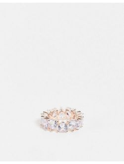 heart crystal ring in rose gold tone