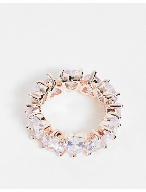 River Island heart crystal ring in rose gold tone