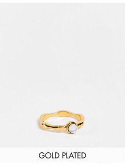 14k gold plated ring with moonstone style birthstone