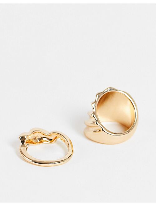 DesignB London 2-pack twist rings in gold