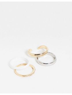 enamel and pave 4 x multipack rings in mixed metals