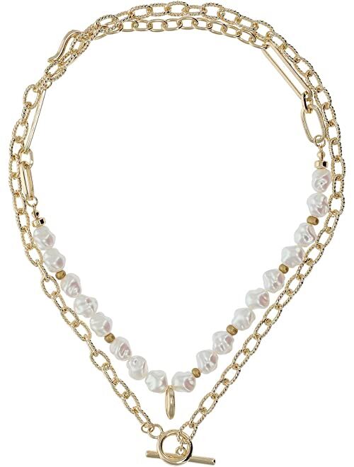 8 Other Reasons Pearl & Chain Layered Necklace